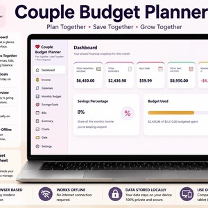 Couple Budget Planner | Monthly Budget Dashboard | Household Finance Tracker | Expense Manager | Browser-Based Mini Web App