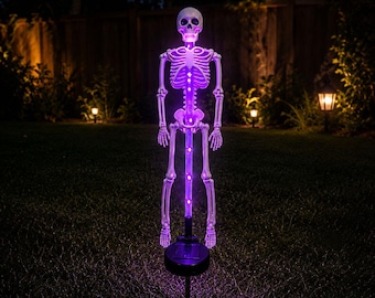 Skeleton Solar Light Garden Stake | Halloween Yard Decor | Outdoor Solar Light | Haunted Garden Halloween Stake