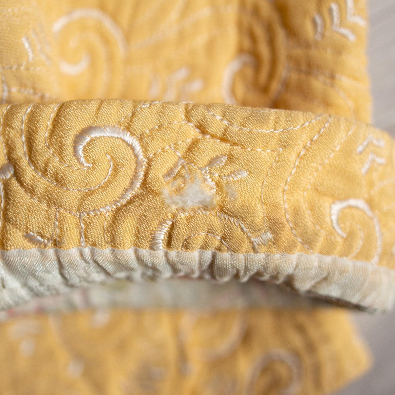 Vintage Lightly Quilted Bright Yellow Jacket With Embroidered