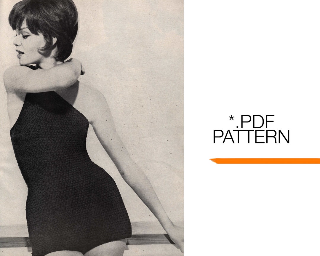 Vogue 1961 Vintage One Shoulder Swim Suit Knitting Pattern Etsy