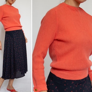 Vintage alpaca pink salmon long sleeve jumper / Size S M