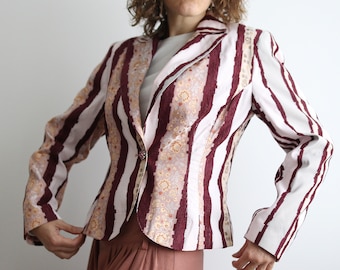 Marynarka Vintage Toffs, geometryczny wzór kwiatowy, rozmiar M