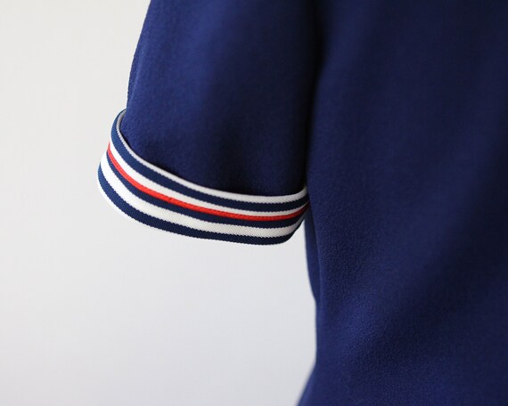 70s navy striped vintage midi dress / Short sleev… - image 7