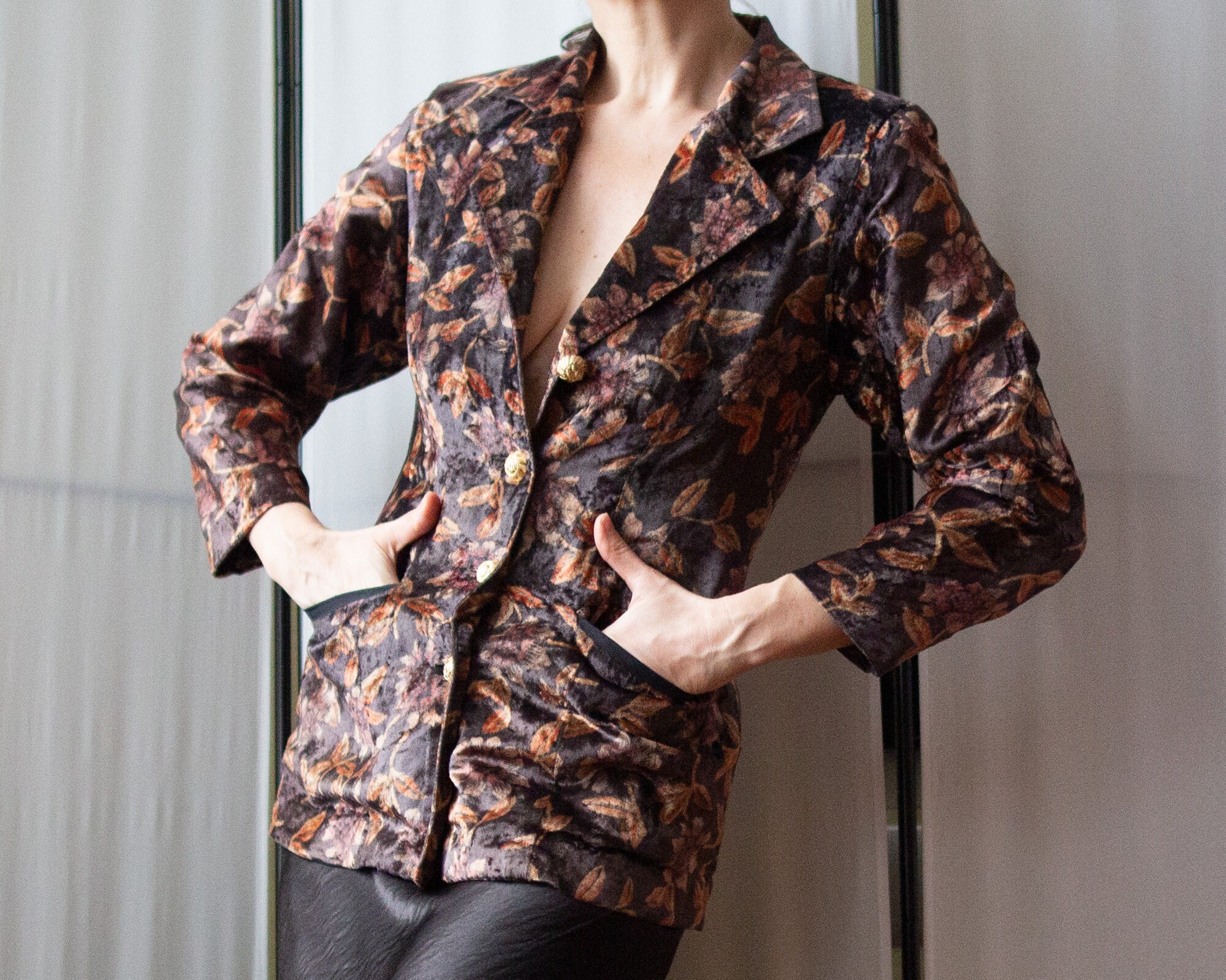 90's Multicolor Striped Blazer with Velvet Collar and Gold Cherub Buttons by Ornel'Soie Paris main image 0