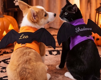 Halloween Bat Dog Costume, Personalized Pet Bat Wings, Cat & Dog Halloween Outfit, Cute Spooky Pet Costume