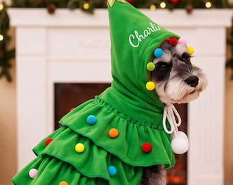 Christmas Tree Dog Costume, Personalized Pet Christmas Outfit, Holiday Cat & Dog Cape, Cute Xmas Puppy Costume, Pet Holiday Gift