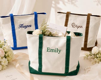 Bolso de lona personalizado, nombre bordado a medida, recuerdo de boda para damas de honor