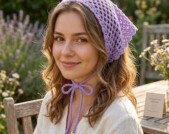 Simple Crochet Head Scarf PDF, Crochet  Lightweight Triangle Bandana, Mesh Crochet Head Scarf Pattern PDF,  Lightweight Mesh Headscarf