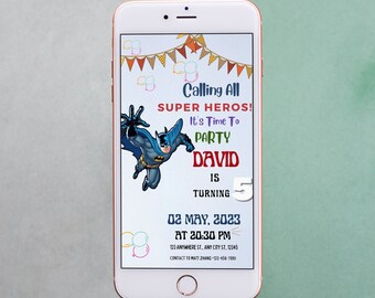 Super Hero Invite, Superhero Invitation, Superhero Birthday, Superhero Party, Birthday Party, Superhero, Digital Invitation, Superhero Party