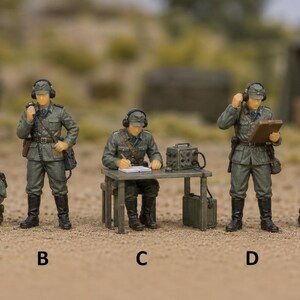 WWII German Radio Operator Miniatures / 1/87 HO and 1/64 Scale / Hand Painted Resin / Model Railway Dioramas / Display Figures / Art Figures