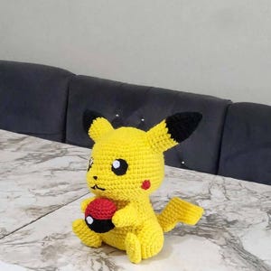 Yellow Electric Mouse Crochet Pattern English PDF - Monster with Ball Amigurumi