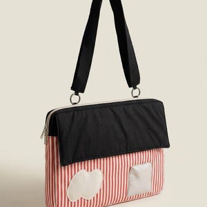 Laptop Bag 16 inch, Padded Computer Sleeve, Handmade Striped Tote, Cute Tech Accessories, Teacher Gift, Soft Aesthetic Briefcase