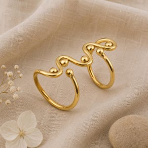 Wavy Arthritis Splint Ring, Adjustable Double Knuckle Support Ring, Beaded Swirl EDS Ring, Joint Hyperextension Band, Functional Statement