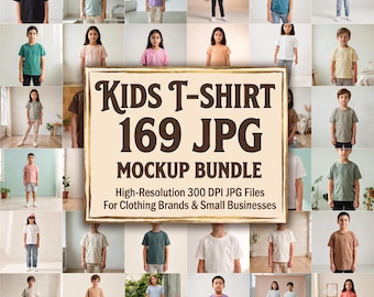 169 Barn T-shirt Mockup Paket, Barn T-shirt Mockup Set, Ungdom T-shirt Mockup Kollektion, Barnkläder Mockups, jpg Paket