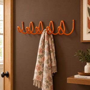 Wavy Coat Rack, Squiggle Wall Hooks, Retro Apartment Hanger