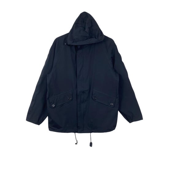 Margaret Howell, Vintage MARGARET HOWELL Hooded Jacket Minimalist Designer Coat Button Flap Pockets Adjustable