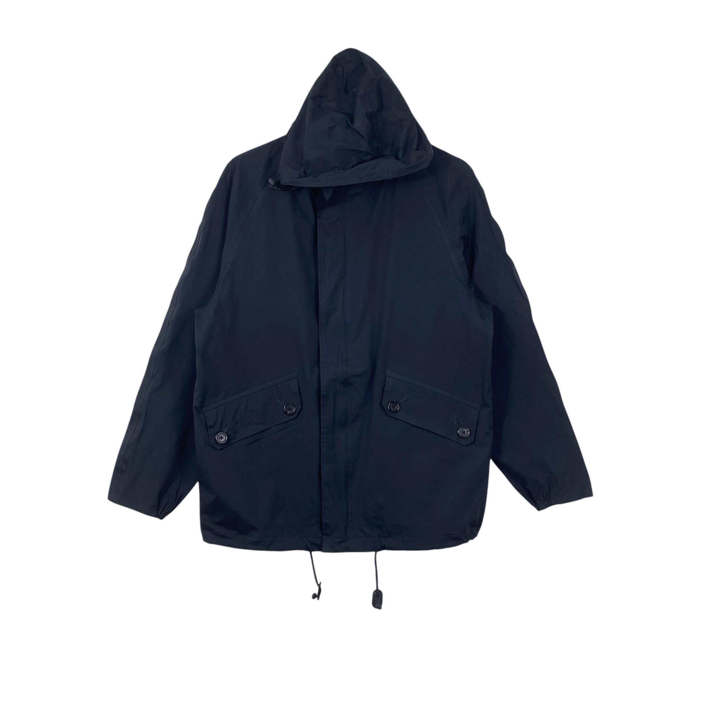 Margaret Howell, Vintage MARGARET HOWELL Hooded Jacket Minimalist Designer Coat Button Flap Pockets Adjustable