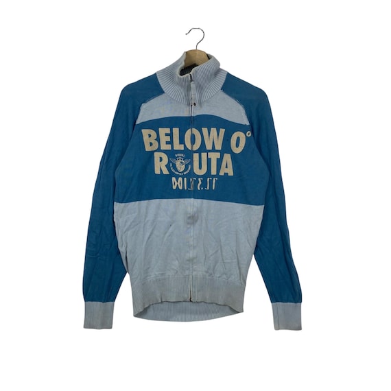 Diesel, Vintage DIESEL BELOW Zero R-U-T-A Full Zip Knit Sweater Long Sleeve High Neck Ribbed Collar Designer Streetwear Casual