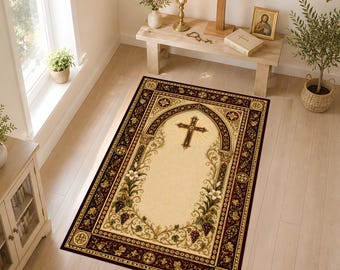 Tapis de prière chrétien, tapis de prière catholique, tapis de prière avec croix, tapis de prière chrétien, décoration religieuse pour la maison, cadeau catholique, tapis d'autel