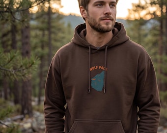 Wolf Pack silhouette hoodie | Minimal wolf head graphic sweatshirt