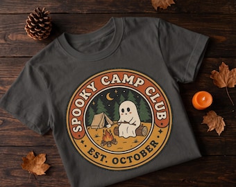 Spooky Camp Club Ghost Tee, Retro Fall Camping Shirt, Comfort Colors Cotton
