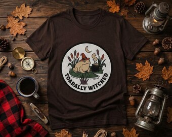 Toadally Witched Frog Witch Tee, Cottagecore Halloween Shirt (100% Cotton)
