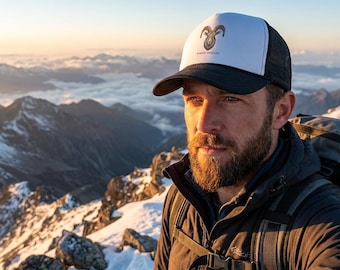 Mountain Ram Illustration Trucker Cap | Summit Dweller
