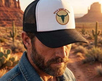 Longhorn Skull Patch Trucker Cap | Western Ranch Logo