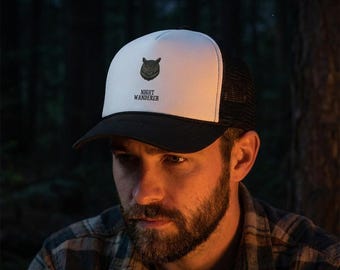 Night Wanderer Owl Trucker Cap | Embroidered Forest Owl Patch
