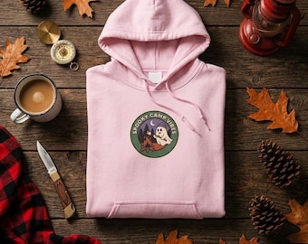 Spooky Campfire Ghost Hoodie, Halloween Outdoor Sweatshirt, Cozy Fall Pullover