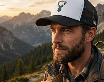 Deer Antler Silhouette Trucker Cap | Rustic Outdoors Patch