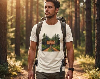 Find Your Path T-Shirt | Forest Trail Sign, Pine Trees, Hiking Nature