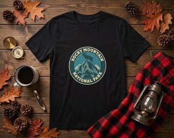 Rocky Mountain National Park Tee, Mountain Goat Emblem, Vintage Colorado Gift
