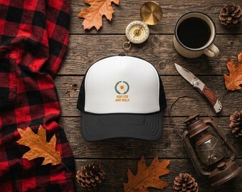 Daisy Wreath Trucker Hat, Embroidered Floral Mesh Cap, Cottagecore Hat, Wildflower Trucker Cap, Nature Lover Gift for Her