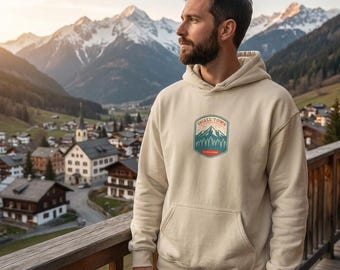 Mountain Adventure Patch hoodie | vintage outdoors emblem, nature sweatshirt