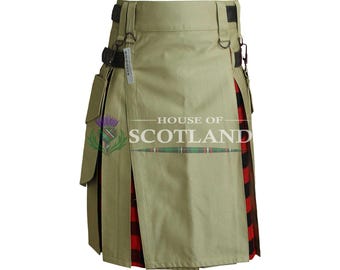 Traditional 8 Yard Scottish Hybrid Kilt | Men's Handmade Utility Tartan Kilt | Custom Made - Premium Quality