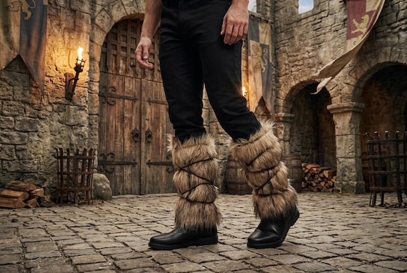 Viking Fur Leg Wraps and Arm Bands, Medieval Norse Costume Accessories, Warrior LARP Gear, Renaissance Cosplay, Ren Faire Outfit