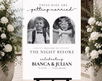 Cartel para la cena de ensayo de la boda de estos chicos, La noche antes de la boda, Plantilla editable