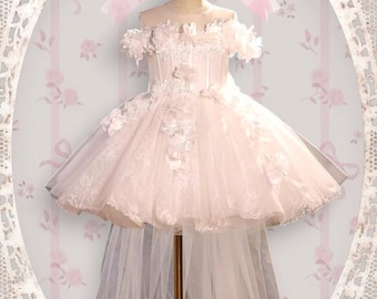 White Butterfly Princess Dress for Girls, Flower Girl Dress, Birthday Party Gown, Kids Formal Dress, Wedding Princess Dress