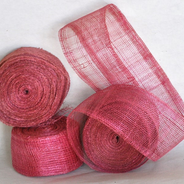 SET/3 Abaca/Banana Fiber RIBBON ROLLS, 3 - 2" x 10 yd. Rolls for Art. Collage, Mixed Media, Crafts-30 yds. total