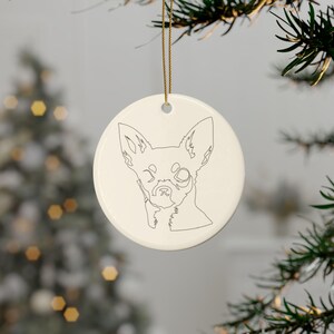 Chihuahua Mom Ornament, Ceramic Dog Ornament, Chihuahua Christmas Gift, Dog Mom Gift, Hand Drawn Dog Portrait, Holiday Pet Gift