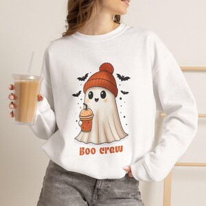 Sweat-shirt d'Halloween Boo Crew, pull ras du cou fantôme mignon, t-shirts d'Halloween assortis pour toute la famille, sweat-shirts d'Halloween pour la famille, pull fantôme d'automne