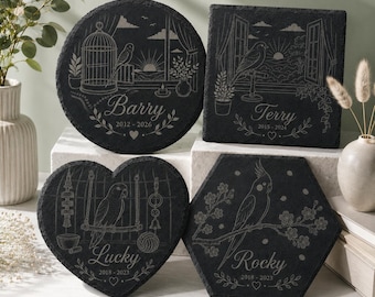 Bird Designs 1 - 4 Memorial Slate Plaque, Custom Engraved Pet Tribute (Indoor Outdoor Use)