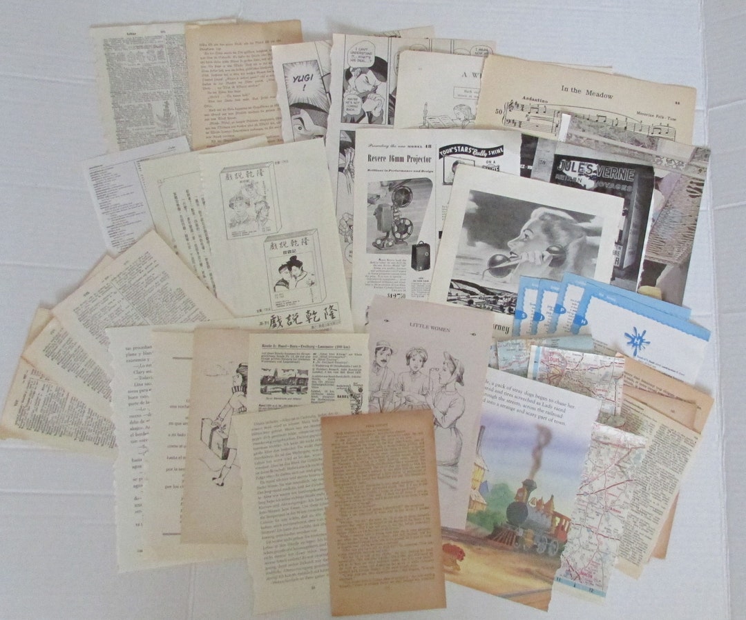 Vintage Paper Ephemera Pack Book Pages Mixed Lot Music Dictionary ...