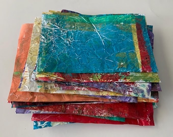 30 pages textured crinkled paper pages hand painted colorful pages for collage art fodder