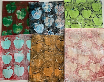 6 Monoprints Gelli Prints Apples Mixed Media Artjournal Junkjournal Gluebook