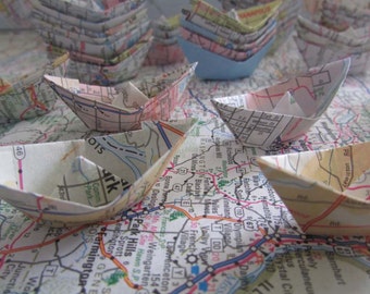 paper boat origami 48 boats decoration road map party maps sail boat