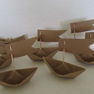 10 paper boat Sailing Sailboats with flag  Table Decor Nautical