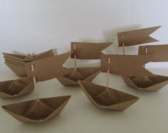 10 paper boat Sailing Sailboats with flag  Table Decor Nautical