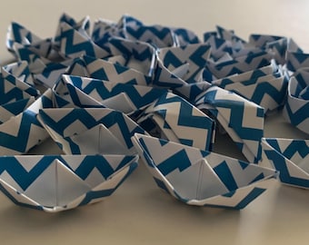 Blue White paper boats sailboat table party nursery decoration wedding decorations